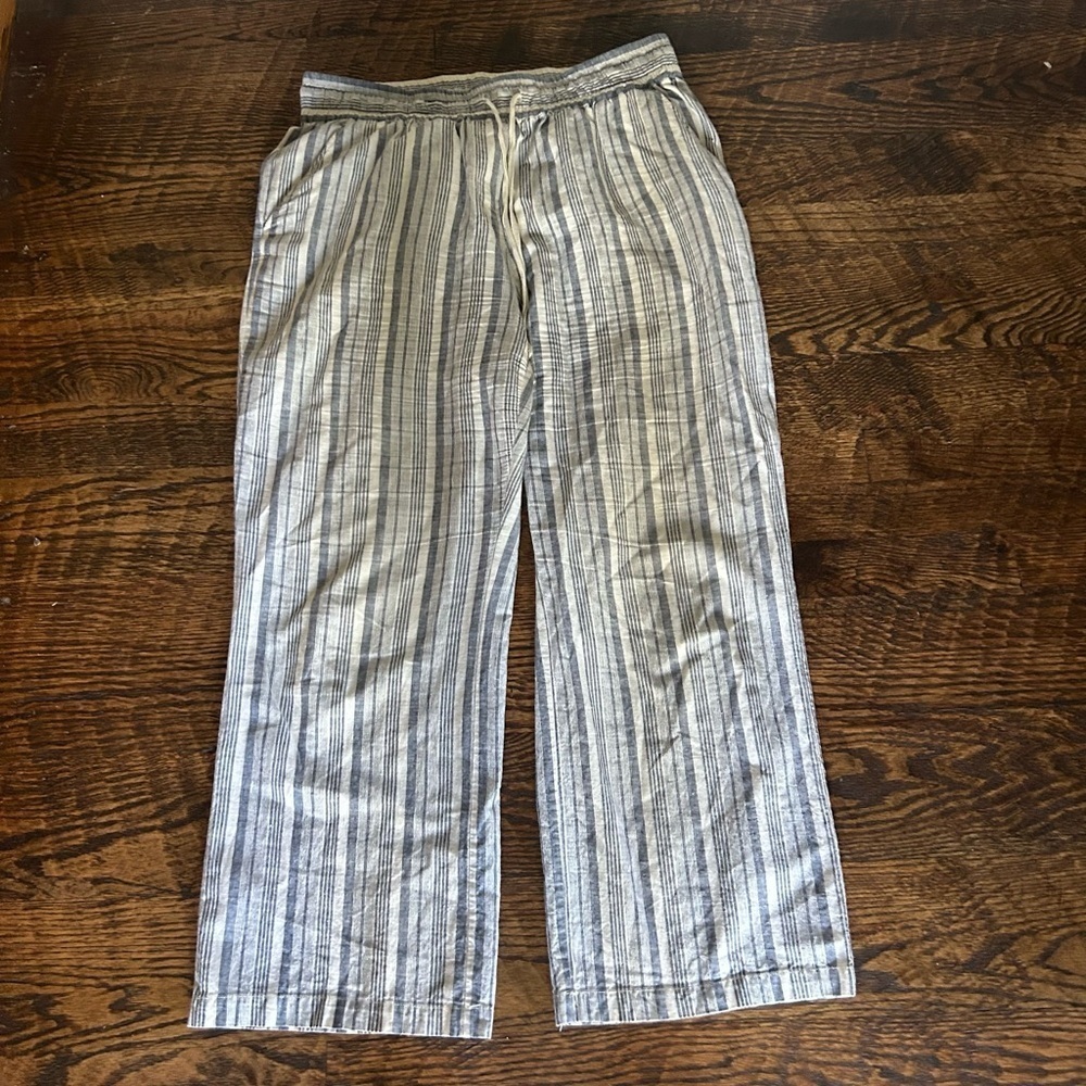 Sharagano linen blend Wide Leg Stripe Pants Size XL
